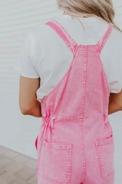 Skies Are Blue THE BECKER MINERAL WASHED OVERALLS IN BUBBLEGUM SETS