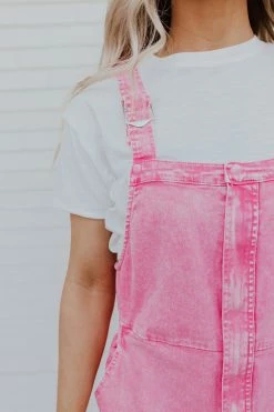 Skies Are Blue THE BECKER MINERAL WASHED OVERALLS IN BUBBLEGUM SETS