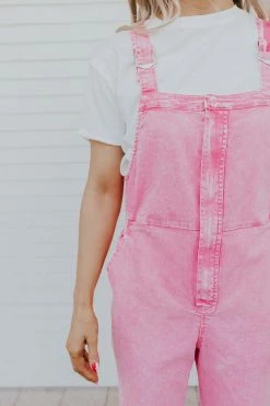 Skies Are Blue THE BECKER MINERAL WASHED OVERALLS IN BUBBLEGUM SETS