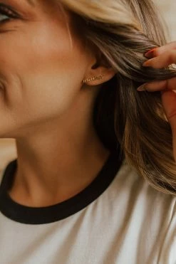 Fame Accessories THE MAMA STUDS IN GOLD