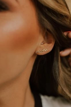 Fame Accessories THE MAMA STUDS IN GOLD