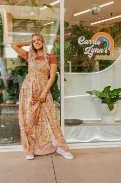 Fore THE OH MY SMOCKED MAXI DRESS IN ORANGE DRESSES