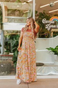 Fore THE OH MY SMOCKED MAXI DRESS IN ORANGE DRESSES