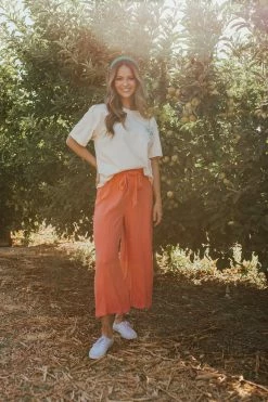 UpMost THE LAUREL LINEN WIDE LEG PANTS IN CORAL NEW ARRIVALS