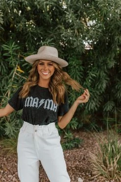 SMART MOUTH THE MAMA LIGHTNING BOLT TEE IN BLACK MINERAL