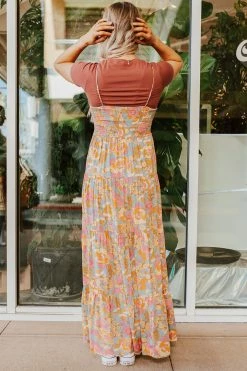 Fore THE OH MY SMOCKED MAXI DRESS IN ORANGE DRESSES