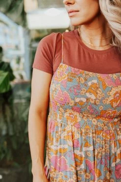 Fore THE OH MY SMOCKED MAXI DRESS IN ORANGE DRESSES