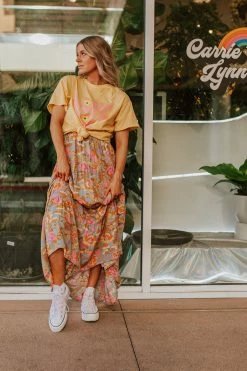 Fore THE OH MY SMOCKED MAXI DRESS IN ORANGE DRESSES