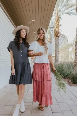 Calista THE MARIA TIERED SKIRT IN MARSALA SKIRTS