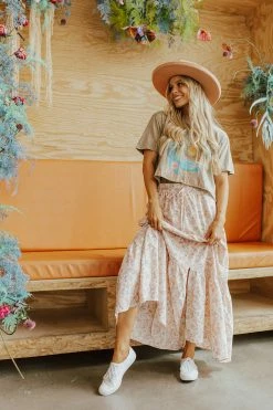 Mikarose THE WILLA MAXI SKIRT IN WATERCOLOR FLORAL
