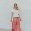 Calista THE MARIA TIERED SKIRT IN MARSALA SKIRTS