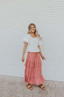 Calista THE MARIA TIERED SKIRT IN MARSALA SKIRTS