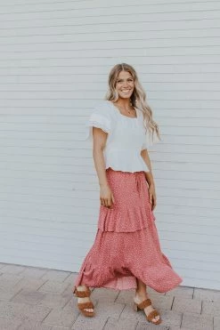 Skies Are Blue TOPS THE CAUGHT MY EYE PEPLUM TOP IN WHITE