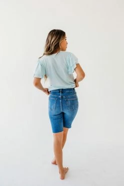 Cherish NEW ARRIVALS THE BETHANI RUFFLE SLEEVE TOP IN BABY BLUE