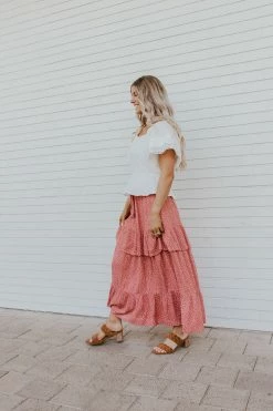 Calista THE MARIA TIERED SKIRT IN MARSALA SKIRTS