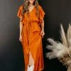 Mittoshop THE GIA RUFFLE MAXI DRESS IN GINGER