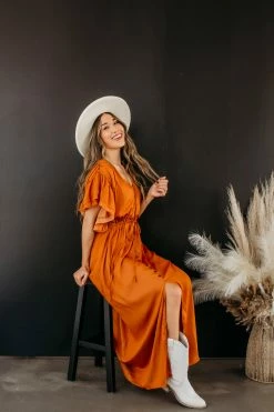 Mittoshop THE GIA RUFFLE MAXI DRESS IN GINGER