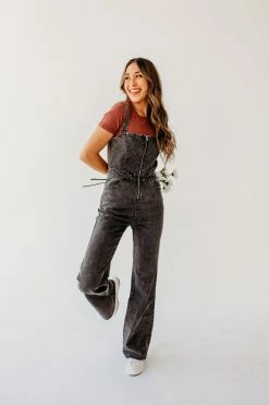 Blue Blush THE PRESTON DENIM JUMPSUIT IN FADED BLACK NEW ARRIVALS