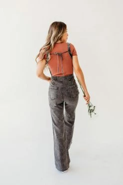Blue Blush THE PRESTON DENIM JUMPSUIT IN FADED BLACK NEW ARRIVALS