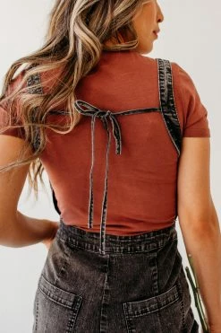 Blue Blush THE PRESTON DENIM JUMPSUIT IN FADED BLACK NEW ARRIVALS