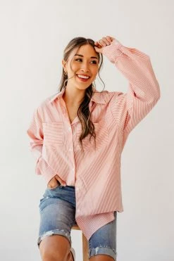 UpMost NEW ARRIVALS THE MONTAUK BUTTON UP SHIRT IN PEACH