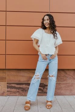 Skies Are Blue TOPS THE CAUGHT MY EYE PEPLUM TOP IN WHITE