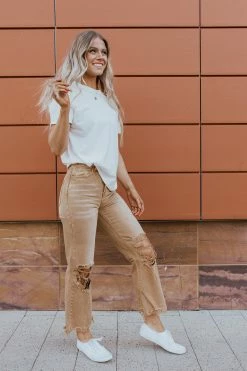 Vervet By Flying Monkey BOTTOMS THE 90'S FLARE JEANS IN DISTRESSED COPPER BY FLYING MONKEY