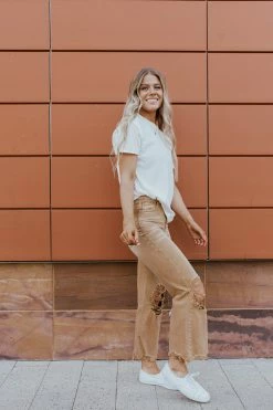 Vervet By Flying Monkey BOTTOMS THE 90'S FLARE JEANS IN DISTRESSED COPPER BY FLYING MONKEY