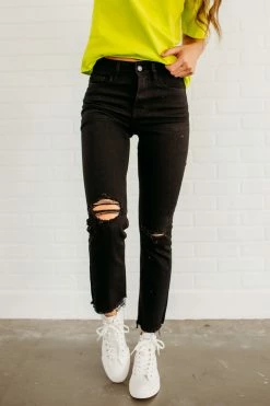 Vervet By Flying Monkey THE VERVET HIGH RISE STRAIGHT LEG JEANS IN BLACK NEW ARRIVALS