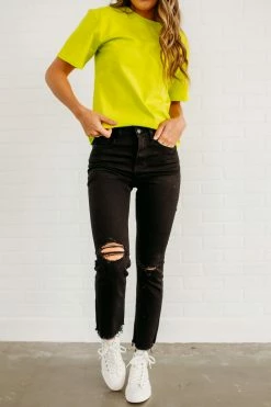 Vervet By Flying Monkey THE VERVET HIGH RISE STRAIGHT LEG JEANS IN BLACK NEW ARRIVALS
