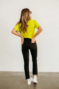 Vervet By Flying Monkey THE VERVET HIGH RISE STRAIGHT LEG JEANS IN BLACK NEW ARRIVALS