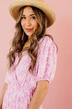 Lush THE PRISCILLA FLORAL MIDI DRESS IN PINK