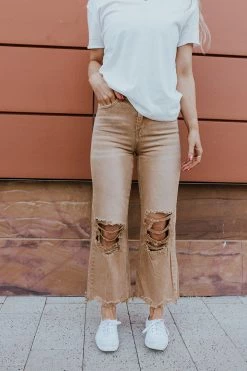 Vervet By Flying Monkey BOTTOMS THE 90'S FLARE JEANS IN DISTRESSED COPPER BY FLYING MONKEY