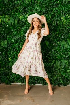 Blu Pepper NEW ARRIVALS THE DAPHNIE MIDI DRESS IN PINK FLORAL