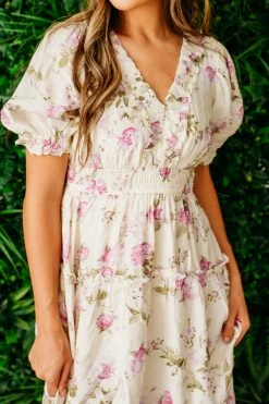 Blu Pepper NEW ARRIVALS THE DAPHNIE MIDI DRESS IN PINK FLORAL