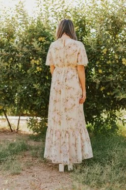 CY FASHION NEW ARRIVALS THE CATERINA RUFFLE MAXI DRESS IN CREAM