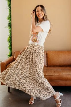 Blu Pepper NEW ARRIVALS THE CARISSA FLORAL MAXI SKIRT IN CREAM