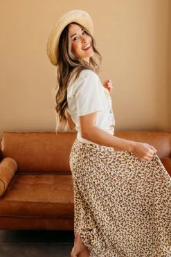 Blu Pepper NEW ARRIVALS THE CARISSA FLORAL MAXI SKIRT IN CREAM