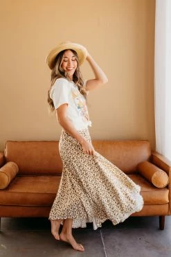 Blu Pepper NEW ARRIVALS THE CARISSA FLORAL MAXI SKIRT IN CREAM