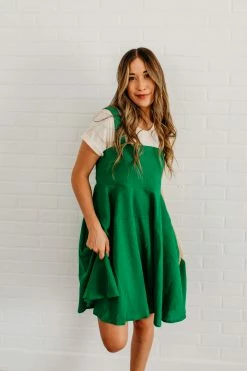 Davi&Dani THE GWENEVERE OVERALL DRESS IN GREEN NEW ARRIVALS