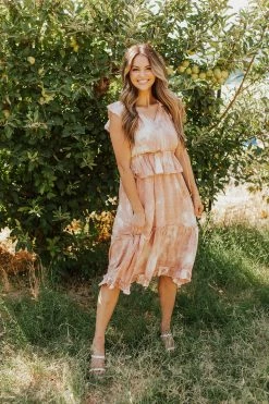 Blu Pepper NEW ARRIVALS THE BONNIE SWISS DOT DRESS IN BLUSH