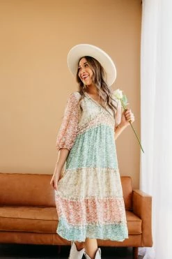 Davi&Dani THE ALLIE TIERED FLORAL DRESS IN PASTEL NEW ARRIVALS