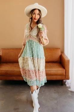 Davi&Dani THE ALLIE TIERED FLORAL DRESS IN PASTEL NEW ARRIVALS