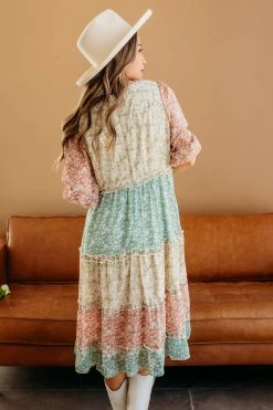 Davi&Dani THE ALLIE TIERED FLORAL DRESS IN PASTEL NEW ARRIVALS