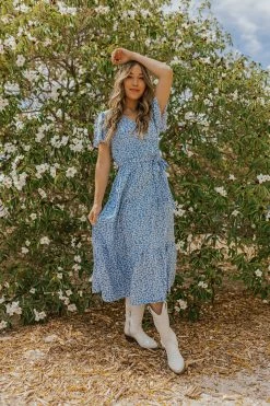 Supreme Fashion THE ISABELLA WRAP DRESS IN BLUE FLORAL DRESSES