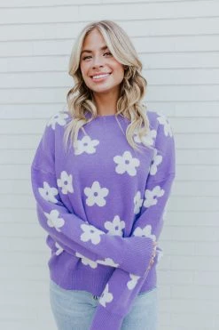 Mimosa THE RETRO DAISY SWEATER IN PURPLE