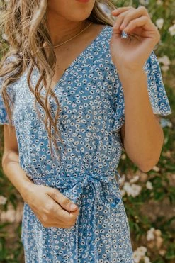 Supreme Fashion THE ISABELLA WRAP DRESS IN BLUE FLORAL DRESSES
