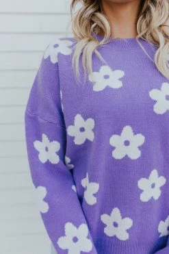 Mimosa THE RETRO DAISY SWEATER IN PURPLE