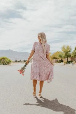 In The Beginning THE PRIMROSE MIDI DRESS IN PINK FLORAL