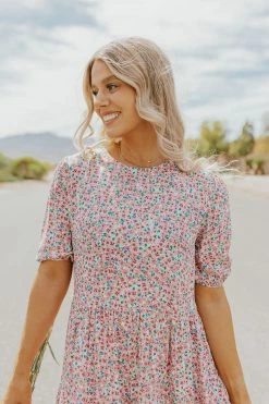 In The Beginning THE PRIMROSE MIDI DRESS IN PINK FLORAL